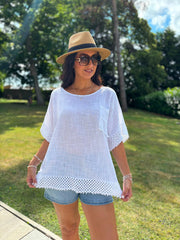 White Multi Hole Detail Top Terri