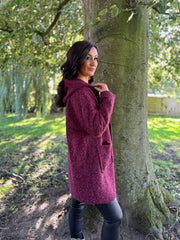 Wine Hooded Coat Stella