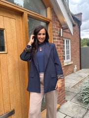 Navy Leopard Lined Blazer Ashley