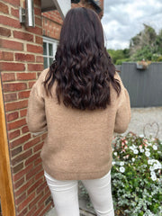 Camel Luxury Collared Floral Knit Eve