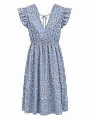 Denim Bubble Cotton Leopard Print Maxi Dress Tillie