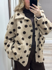 Stone Polka Dot Fleece Jacket Kiera