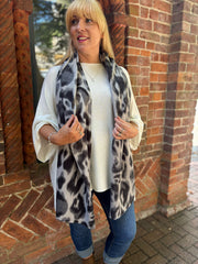 Grey Leopard Print Scarf