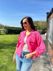 Lipstick Pink Lace Detail Jacket Saylor