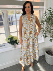 Multicolour Chevron Sleeveless Tiered Dress Mariah