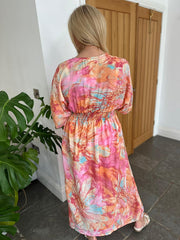 Orange Marble Shimmer Kaftan Dress Eliana
