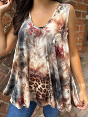 Natural Leopard Floral Vest Isabella