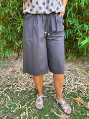 Chocolate Wide Leg Bead Tie Culottes