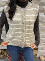 Stone Stripe Knitted Waistcoat Emily