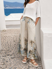 Stone Floral Butterfly Trousers Reeva