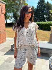 Stone Bubble Cotton Paisley Top Sammie