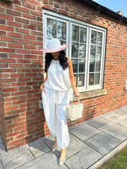 White Sleeveless Tie Detail Co-Ord Ashley