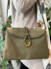Khaki Braid Fasten Shoulder Bag