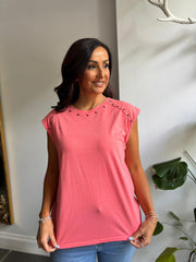 Coral Star Embellished Top Esther
