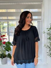 Black Bardot Tassel Top Adeline
