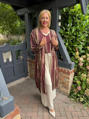 Wine Brushstroke Shimmer Cardigan Freya