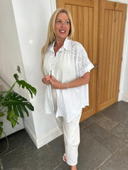 White Sequin Lace Detail Blouse Jan