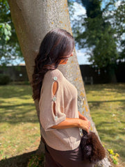 Camel Button Sleeve Knit Augustine