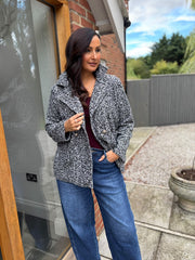 Grey Marl Boucle Buttoned Coat Isla