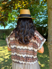 Chocolate Zig Zag Short Sleeve Bomber Angie