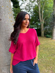Raspberry Reverse Seam Knit Georgina