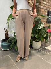 Mocha Seam Front Pull On Comfort Trousers