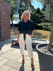 Black Tie Front Blouse Brielle