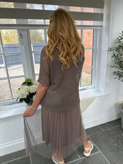 Mocha Pleated Dress Two Piece Jocelyn