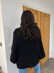 Black Knitted Longline Wrap Jumper Nell