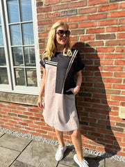 Black Stripe Block Panel Dress Jaz
