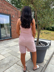 Rose Bubble Cotton Bandeau Playsuit