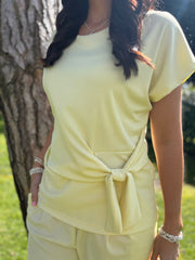 Lemon Ribbed Drape Tie Co-ord Daniella
