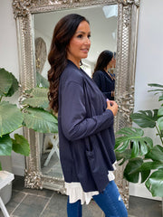 Navy Lightweight Waterfall Cardigan Ella