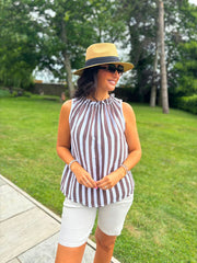 Chocolate Striped Sleeveless Top Tiana