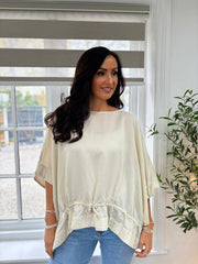Stone Shimmer Drawstring Top Holly