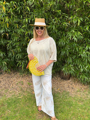 Stone Pointelle Open Knit Kyra