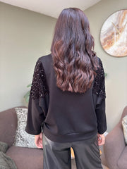 Black Sequin Panel Sweatshirt Victoria