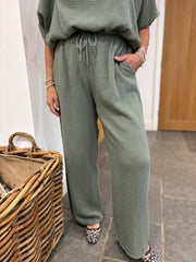 Khaki Bubble Cotton Trousers