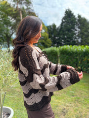 Chocolate Wave Tie Cardi Shona