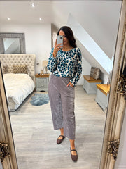 Mocha Velour Barrel Leg Trousers Jaiya