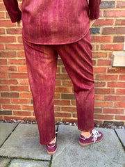Wine Brushstroke Shimmer Joggers Natalia