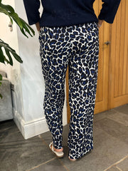 Navy Leopard Seam Front Trousers