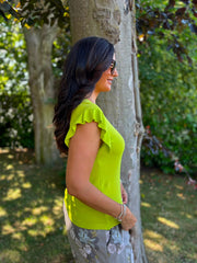 Lime Ruffle Sleeve Knit Top Hannah
