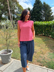 Red Sleeveless Diamante Stripe Top Caitlyn