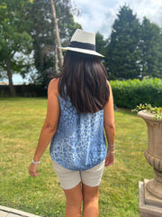 Denim Ombre Leopard Top Tiana