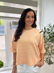 Pink & Yellow Striped Tee Suri
