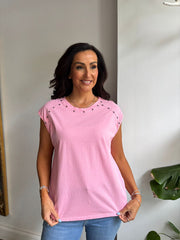 Pink Star Embellished Top Esther