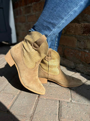 Mocha Weaved Panel Western Boots