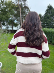 Wine Stripe Collared Knit Anita