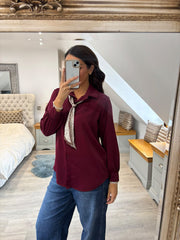 Wine Scarf Detail Blouse Belle